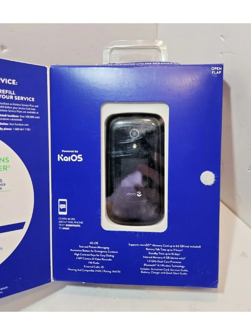 Doro 7050/D7050TL Black TracFone 4 G VoLTE Flip Smartphone New in Box Rare